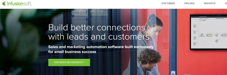 screenshot of infusionsoft homepage