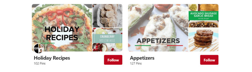 an example of organizing boards for a pinterest marketing strategy