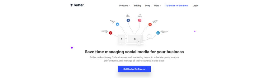 A screenshot of the Buffer homepage