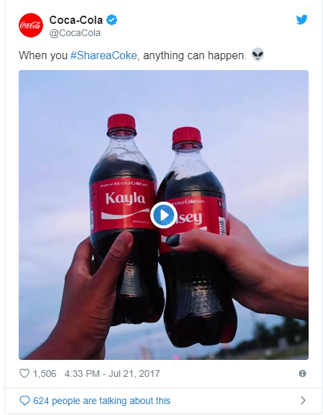A Coca-Cola post on Twitter