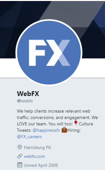 The WebFX Twitter page