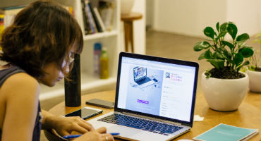 Woman working on a laptop